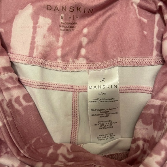 DANSKIN high-waisted pink & white leggings size SP - Picture 3 of 6